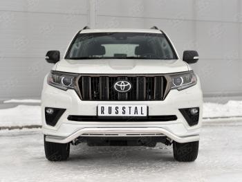 Защита переднего бампера (Ø63 мм волна, нержавейка, BLACK ONYX) SLITKOFF Toyota Land Cruiser Prado  J150 (2020-2025) 3-ий рестайлинг