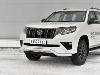 17 799 р. Защита переднего бампера (Ø63 мм волна, нержавейка, BLACK ONYX) SLITKOFF Toyota Land Cruiser Prado J150 3-ий рестайлинг (2020-2025)  с доставкой в г. Пермь. Увеличить фотографию 2