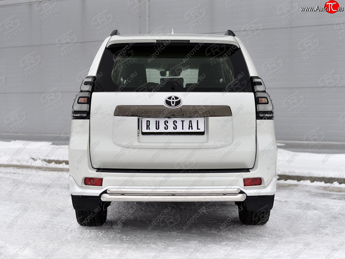 16 349 р. Защита заднего бампера (2 трубы Ø63 и 42 мм, нержавейка, BLACK ONYX) SLITKOFF  Toyota Land Cruiser Prado  J150 (2020-2025) 3-ий рестайлинг  с доставкой в г. Пермь