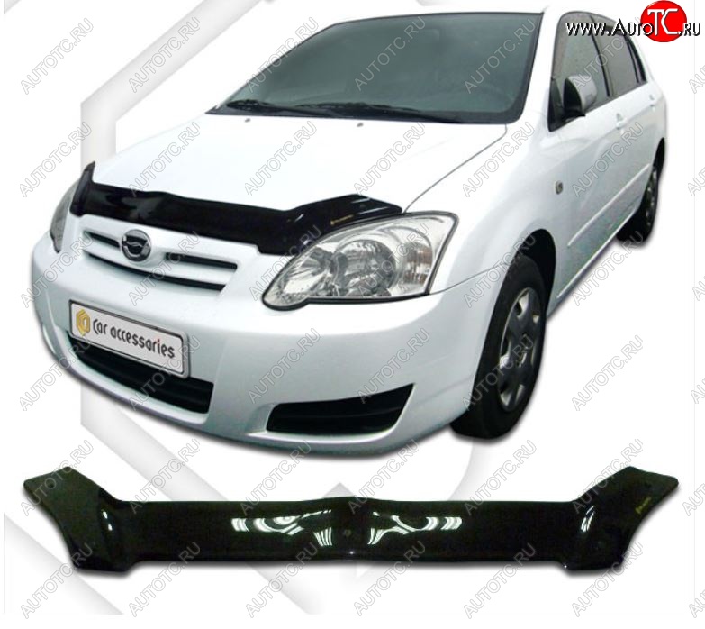 1 999 р. Дефлектор капота CA-Plastiс  Toyota Allex  E12# (2004-2006) 2-ой рестайлинг (Classic черный, Без надписи)  с доставкой в г. Пермь
