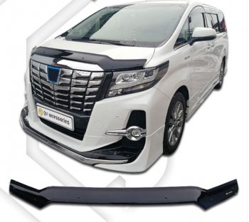 1 999 р. Дефлектор капота CA-Plastiс Toyota Alphard H30 дорестайлинг (2015-2018) (серия Classic черный, Без надписи)  с доставкой в г. Пермь. Увеличить фотографию 2