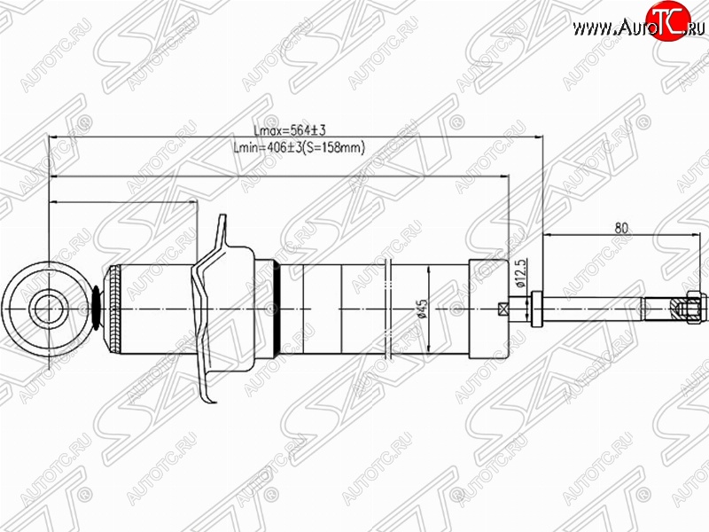 2 799 р. Амортизатор задний SAT (установка на левую или правую сторону) Toyota Crown S180 седан дорестайлинг (2003-2005)  с доставкой в г. Пермь