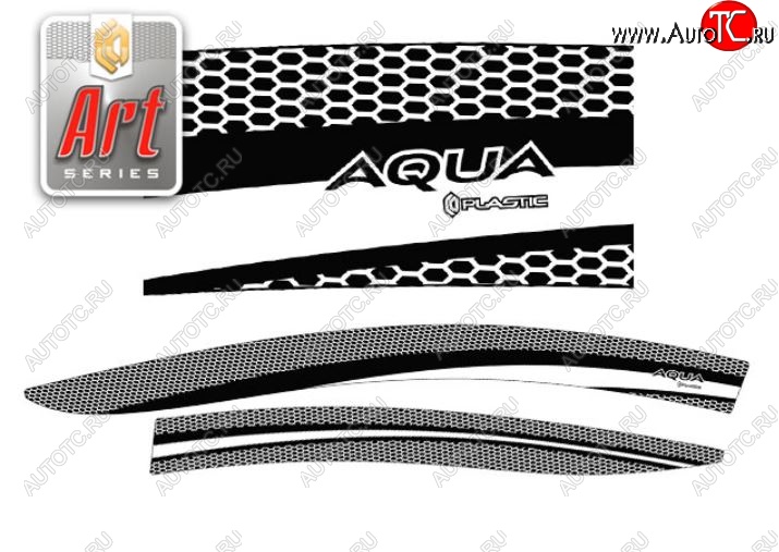 2 199 р. Дефлектора окон CA-Plastic  Toyota Aqua  P10 (2011-2021) дорестайлинг, 1-ый рестайлинг, 2-ой рестайлинг (Серия Art белая, Без хром.молдинга)  с доставкой в г. Пермь