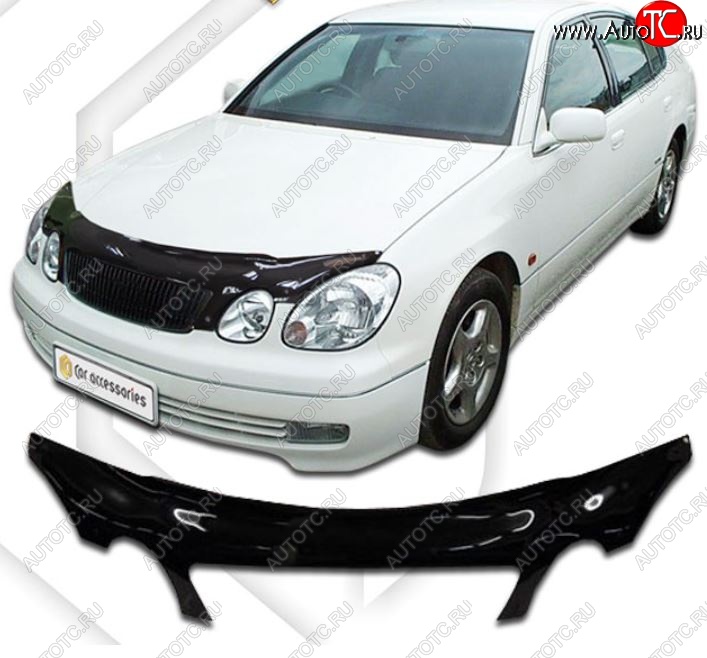 2 599 р. Дефлектор капота CA-Plastiс exclusive  Toyota Aristo  S160 (1997-2001) дорестайлинг (Classic черный, Без надписи)  с доставкой в г. Пермь