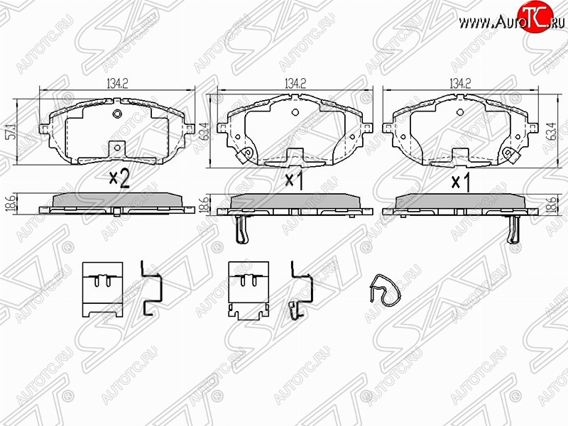 1 099 р. Колодки тормозные (передние) SAT Toyota Corolla E150 седан дорестайлинг (2006-2010)  с доставкой в г. Пермь