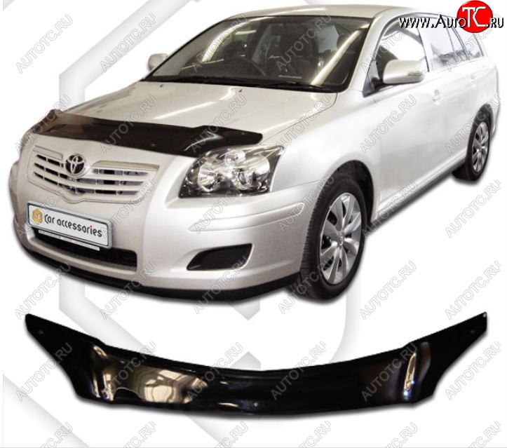 2 079 р. Дефлектор капота CA-Plastiс  Toyota Avensis  T250 универсал (2003-2006) дорестайлинг (Classic черный, Без надписи)  с доставкой в г. Пермь