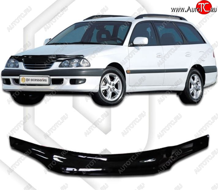 1 999 р. Дефлектор капота CA-Plastic  Toyota Avensis  T220 седан (1997-2001) дорестайлинг (Classic черный, Без надписи)  с доставкой в г. Пермь