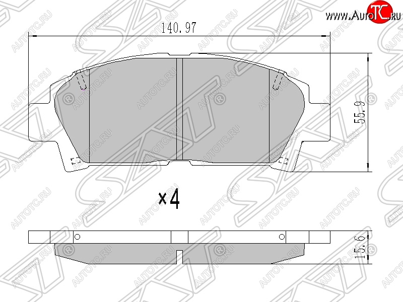 999 р. Колодки тормозные SAT (передние) Toyota Avensis T220 седан дорестайлинг (1997-2001)  с доставкой в г. Пермь