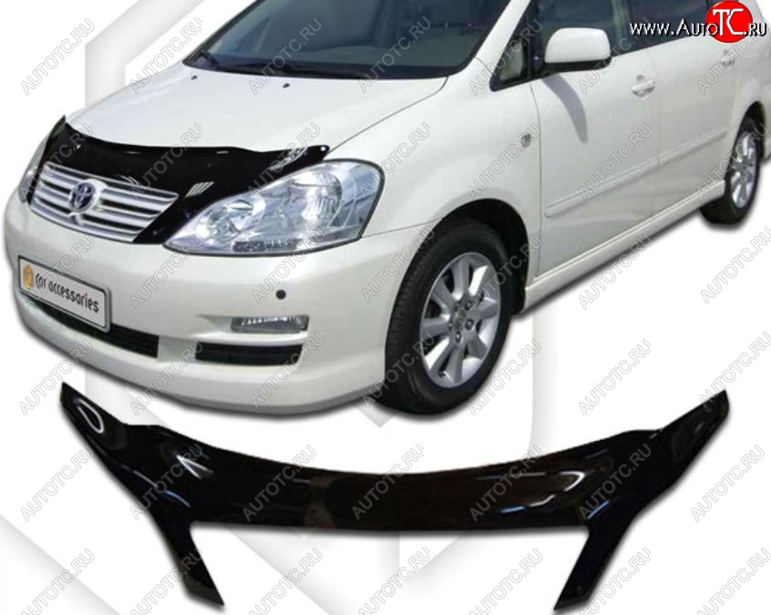 2 599 р. Дефлектор капота CA-Plastiс exclusive Toyota Avensis Verso MPV (2001-2010) (Classic черный, Без надписи)  с доставкой в г. Пермь