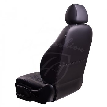 9 449 р. Чехлы для сидений Lord Autofashion Турин Ромб (экокожа) Toyota Avensis T250 седан дорестайлинг (2003-2006) (Черный, вставка черная, строчка синяя)  с доставкой в г. Пермь. Увеличить фотографию 3