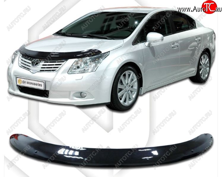 2 199 р. Дефлектор капота CA-Plastiс  Toyota Avensis ( T270 седан,  T270 универсал) (2008-2015) дорестайлинг, 1-ый рестайлинг (Classic черный, Без надписи)  с доставкой в г. Пермь