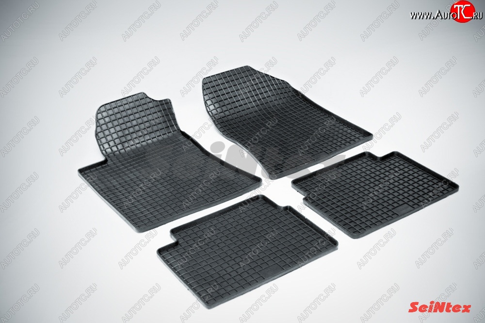 3 299 р. Износостойкие коврики в салон с рисунком Сетка SeiNtex Premium 4 шт. (резина) Toyota Avensis T250 универсал дорестайлинг (2003-2006)  с доставкой в г. Пермь