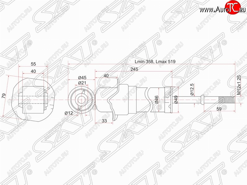 2 779 р. Амортизатор задний SAT Toyota Avensis T250 седан дорестайлинг (2003-2006)  с доставкой в г. Пермь