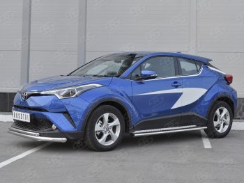 17 699 р. Защита переднего бампера (2 трубы Ø63 и 42 мм, нержавейка) SLITKOFF Toyota C-HR NGX10, ZGX10 дорестайлинг (2016-2019)  с доставкой в г. Пермь. Увеличить фотографию 2