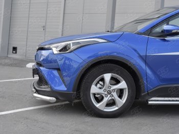 17 699 р. Защита переднего бампера (2 трубы Ø63 и 42 мм, нержавейка) SLITKOFF Toyota C-HR NGX10, ZGX10 дорестайлинг (2016-2019)  с доставкой в г. Пермь. Увеличить фотографию 3