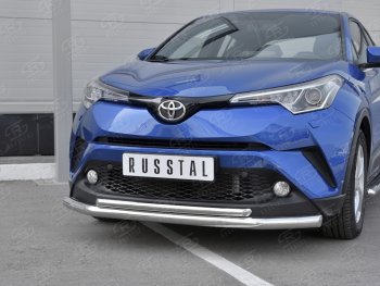 17 699 р. Защита переднего бампера (2 трубы Ø63 и 42 мм, нержавейка) SLITKOFF Toyota C-HR NGX10, ZGX10 дорестайлинг (2016-2019)  с доставкой в г. Пермь. Увеличить фотографию 4