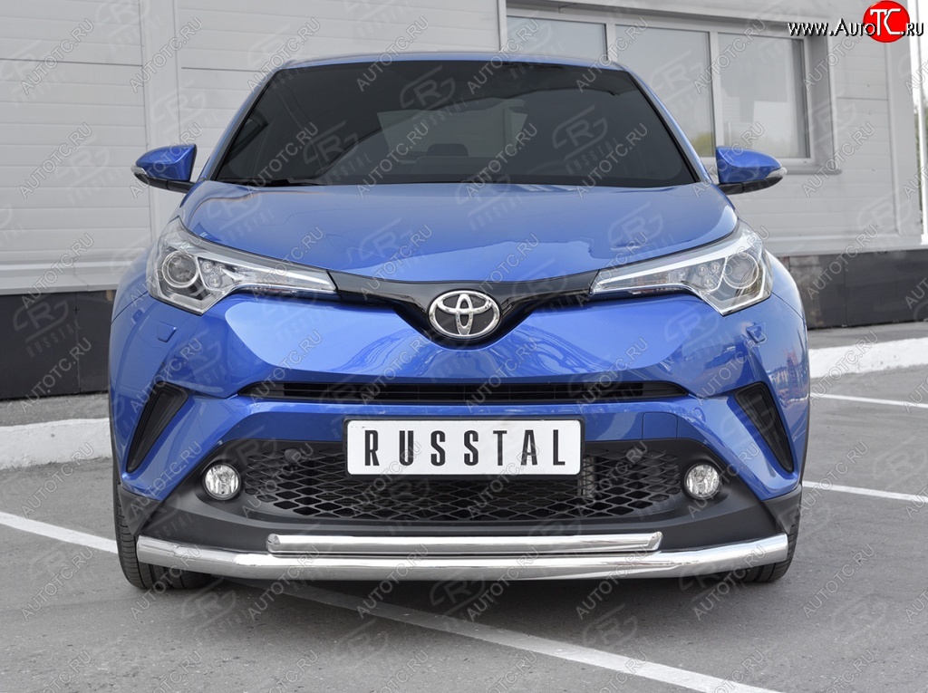 17 699 р. Защита переднего бампера (2 трубы Ø63 и 42 мм, нержавейка) SLITKOFF Toyota C-HR NGX10, ZGX10 дорестайлинг (2016-2019)  с доставкой в г. Пермь