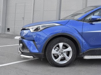 23 549 р. Защита переднего бампера (Ø63 мм с клыками, нержавейка) SLITKOFF  Toyota C-HR  NGX10, ZGX10 (2016-2019) дорестайлинг  с доставкой в г. Пермь. Увеличить фотографию 3