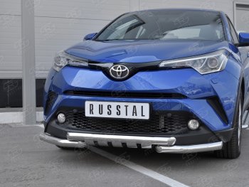 23 549 р. Защита переднего бампера (Ø63 мм с клыками, нержавейка) SLITKOFF  Toyota C-HR  NGX10, ZGX10 (2016-2019) дорестайлинг  с доставкой в г. Пермь. Увеличить фотографию 4