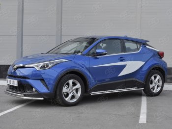 16 999 р. Защита переднего бампера (2 трубы Ø42 мм, нержавейка) SLITKOFF  Toyota C-HR  NGX10, ZGX10 (2016-2019) дорестайлинг  с доставкой в г. Пермь. Увеличить фотографию 3