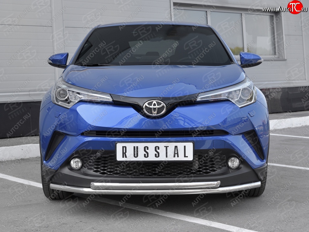 16 999 р. Защита переднего бампера (2 трубы Ø42 мм, нержавейка) SLITKOFF  Toyota C-HR  NGX10, ZGX10 (2016-2019) дорестайлинг  с доставкой в г. Пермь