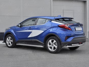 16 899 р. Защита заднего бампера d63/d42 SLITKOFF (дуги) Toyota C-HR NGX10, ZGX10 дорестайлинг (2016-2019)  с доставкой в г. Пермь. Увеличить фотографию 2