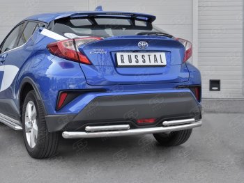 16 899 р. Защита заднего бампера d63/d42 SLITKOFF (дуги) Toyota C-HR NGX10, ZGX10 дорестайлинг (2016-2019)  с доставкой в г. Пермь. Увеличить фотографию 4