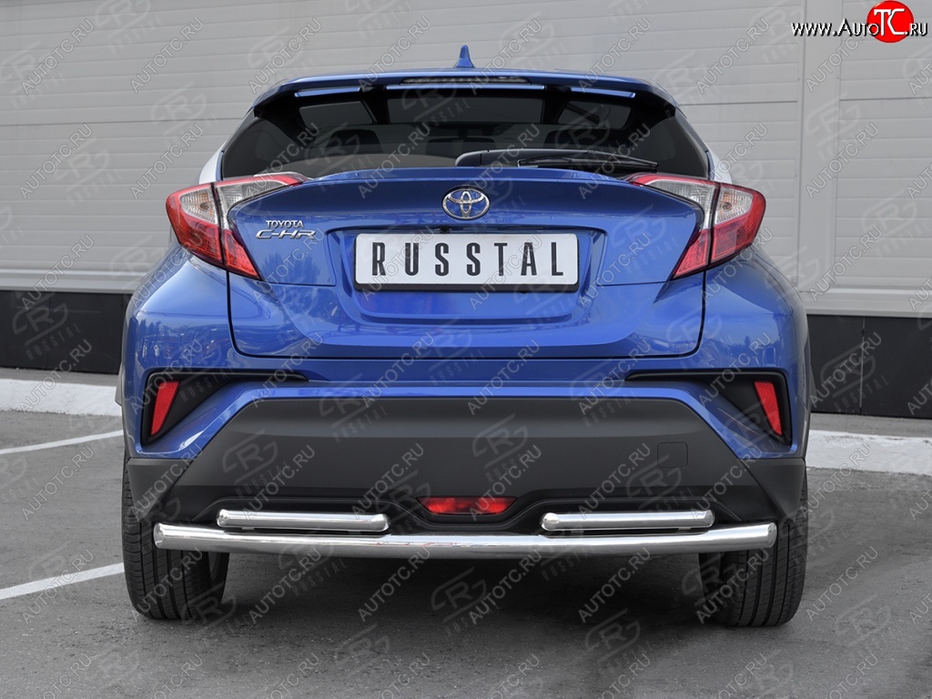 16 899 р. Защита заднего бампера d63/d42 SLITKOFF (дуги) Toyota C-HR NGX10, ZGX10 дорестайлинг (2016-2019)  с доставкой в г. Пермь