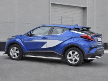 17 999 р. Защита заднего бампера (2 трубы Ø63 и 42 мм, нержавейка) SLITKOFF Toyota C-HR NGX10, ZGX10 дорестайлинг (2016-2019)  с доставкой в г. Пермь. Увеличить фотографию 2