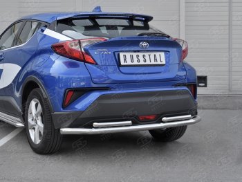 17 999 р. Защита заднего бампера (2 трубы Ø63 и 42 мм, нержавейка) SLITKOFF Toyota C-HR NGX10, ZGX10 дорестайлинг (2016-2019)  с доставкой в г. Пермь. Увеличить фотографию 4