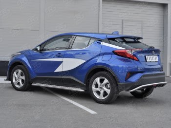 15 749 р. Защита заднего бампера (Ø42 мм волна, нержавейка) SLITKOFF  Toyota C-HR  NGX10, ZGX10 (2016-2019) дорестайлинг  с доставкой в г. Пермь. Увеличить фотографию 2