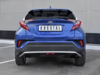 Защита заднего бампера (Ø42 мм волна, нержавейка) SLITKOFF Toyota C-HR  NGX10, ZGX10 (2016-2019) дорестайлинг