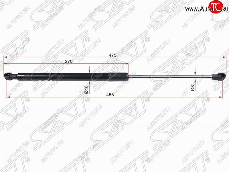 879 р. Правый газовый упор крышки багажника SAT Toyota Caldina T240 универсал дорестайлинг (2002-2004)  с доставкой в г. Пермь