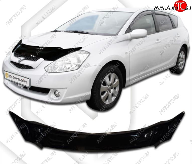 2 059 р. Дефлектор капота CA-Plastiс exclusive Toyota Caldina T240 универсал дорестайлинг (2002-2004) (серия Classic черный, Без надписи)  с доставкой в г. Пермь