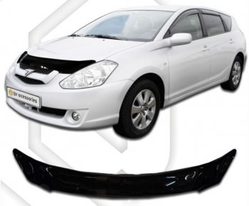 2 079 р. Дефлектор капота (Т241 Т246) CA-Plastiс Toyota Caldina T240 универсал дорестайлинг (2002-2004) (серия Classic черный, Без надписи)  с доставкой в г. Пермь. Увеличить фотографию 2