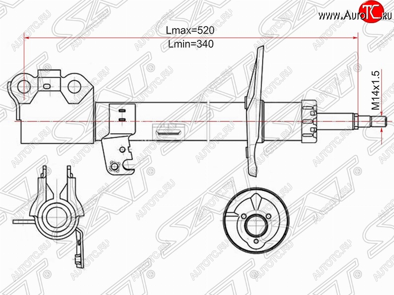4 699 р. Левый амортизатор передний (2WD, 4WD) SAT Toyota Caldina T240 универсал дорестайлинг (2002-2004)  с доставкой в г. Пермь
