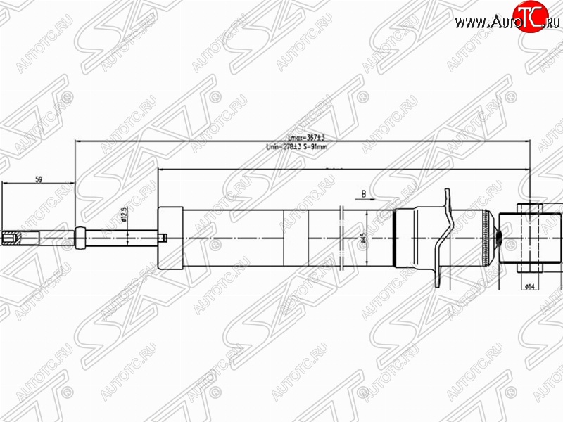 3 499 р. Амортизатор задний SAT (установка на левую или правую сторону) Toyota Caldina T240 универсал дорестайлинг (2002-2004)  с доставкой в г. Пермь