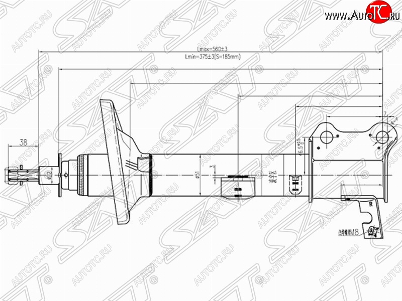 3 399 р. Правый амортизатор задний SAT Toyota Carina T190 седан дорестайлинг (1992-1994)  с доставкой в г. Пермь