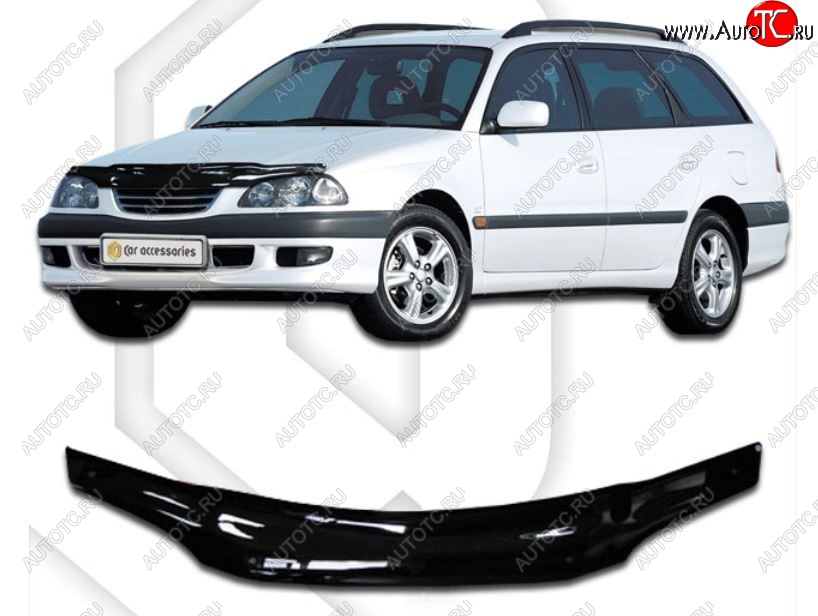 1 999 р. Дефлектор капота CA-Plastiс  Toyota Caldina  T210 (1997-1999) дорестайлинг универсал (Classic черный, Без надписи)  с доставкой в г. Пермь