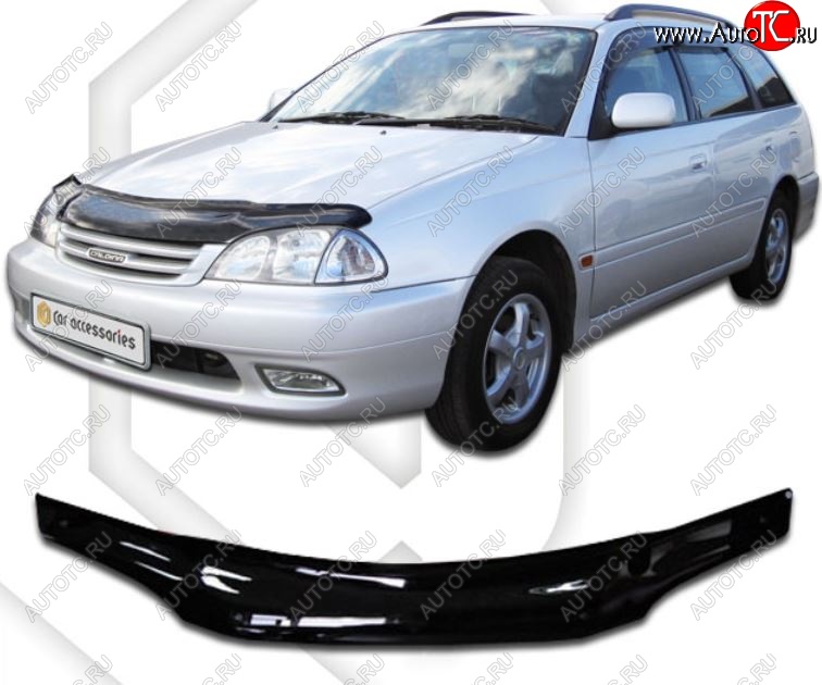 1 999 р. Дефлектор капота (T215) CA-Plastiс  Toyota Caldina  T210 (2000-2002) рестайлинг универсал (Classic черный, Без надписи)  с доставкой в г. Пермь