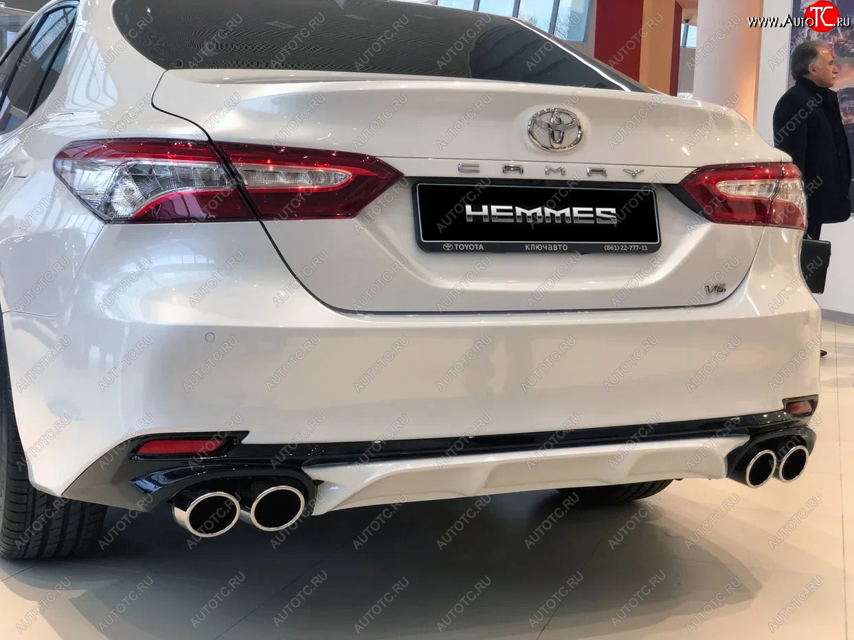 19 499 р. Накладка заднего бампера HEMMES Toyota Camry XV70 дорестайлинг (2017-2021) (неокрашенная)  с доставкой в г. Пермь