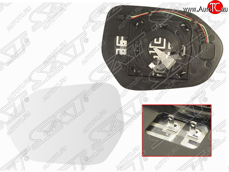 1 339 р. Левое полотно зеркала SAT (сферическое с обогревом, мёртвая зона) Toyota Camry XV70 дорестайлинг (2017-2021)  с доставкой в г. Пермь
