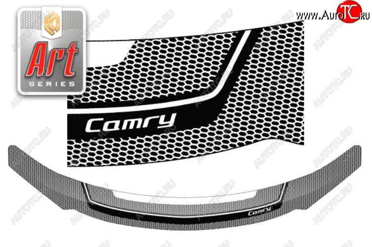 2 299 р. Дефлектор капота CA-Plastiс  Toyota Camry  XV55 (2014-2018) 1-ый рестайлинг, 2-ой рестайлинг (Серия Art белая)  с доставкой в г. Пермь