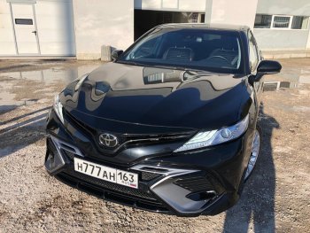 14 699 р. Накладка переднего бампера Yurol Toyota Camry XV70 дорестайлинг (2017-2021) (Неокрашенная)  с доставкой в г. Пермь. Увеличить фотографию 3