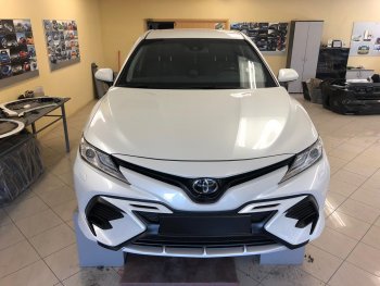 14 699 р. Накладка переднего бампера Yurol Toyota Camry XV70 дорестайлинг (2017-2021) (Неокрашенная)  с доставкой в г. Пермь. Увеличить фотографию 4