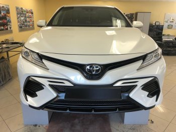 14 699 р. Накладка переднего бампера Yurol Toyota Camry XV70 дорестайлинг (2017-2021) (Неокрашенная)  с доставкой в г. Пермь. Увеличить фотографию 5