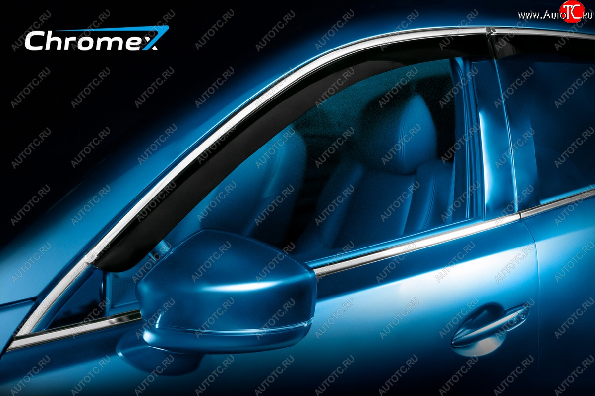 4 499 р. Дефлекторы окон с хромированым молдингом CHROMEX Toyota Camry XV70 дорестайлинг (2017-2021)  с доставкой в г. Пермь