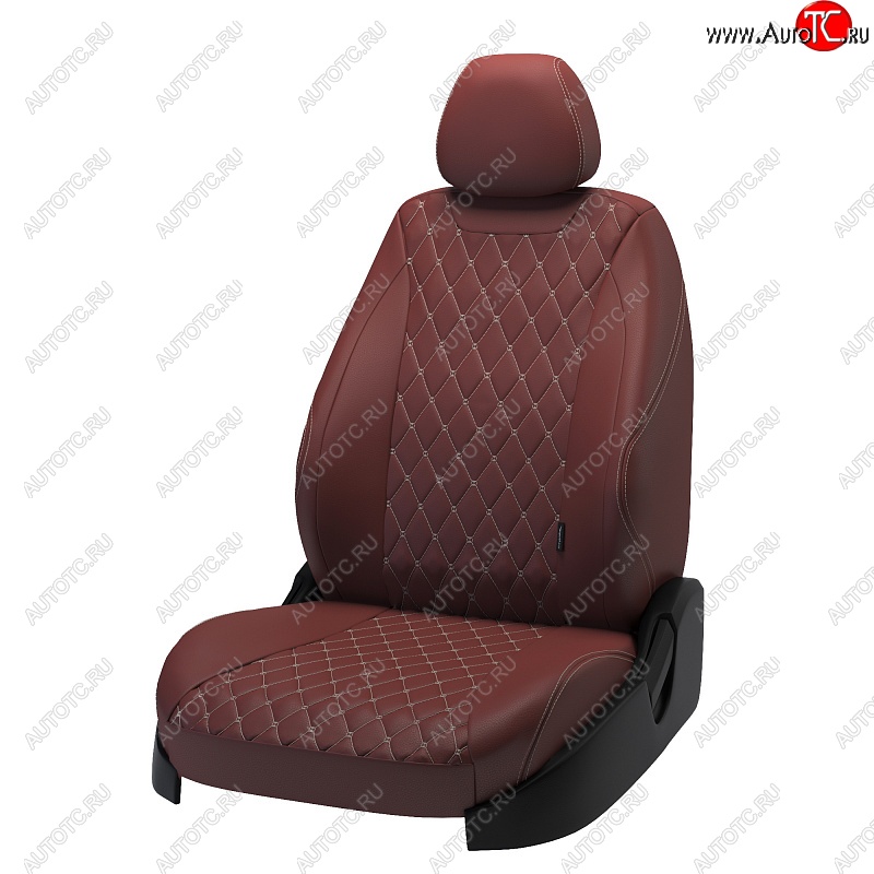 13 649 р. Чехлы для сидений Lord Autofashion Байрон (экокожа) Toyota Camry XV70 дорестайлинг (2017-2021) (Коричневый, вставка коричневая, строчка бежевая)  с доставкой в г. Пермь