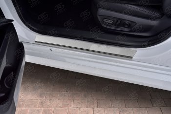 1 889 р. Накладки порожков салона Russtal Toyota Camry XV70 дорестайлинг (2017-2021) (нержавейка полированная)  с доставкой в г. Пермь. Увеличить фотографию 2