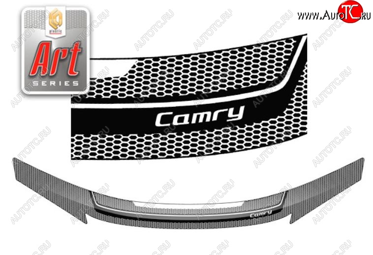 2 399 р. Дефлектор капота (Euro) CA-Plastiс  Toyota Camry  XV50 (2011-2014) дорестайлинг (Серия Art серебро)  с доставкой в г. Пермь